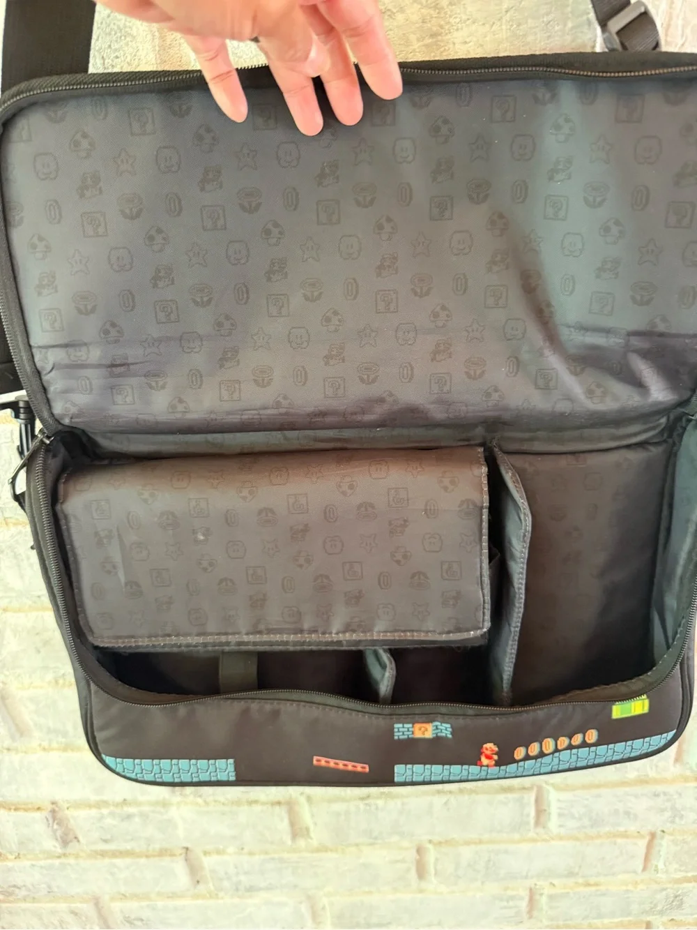 Super Mario Bros. Blue Messenger Bag with Black Strap